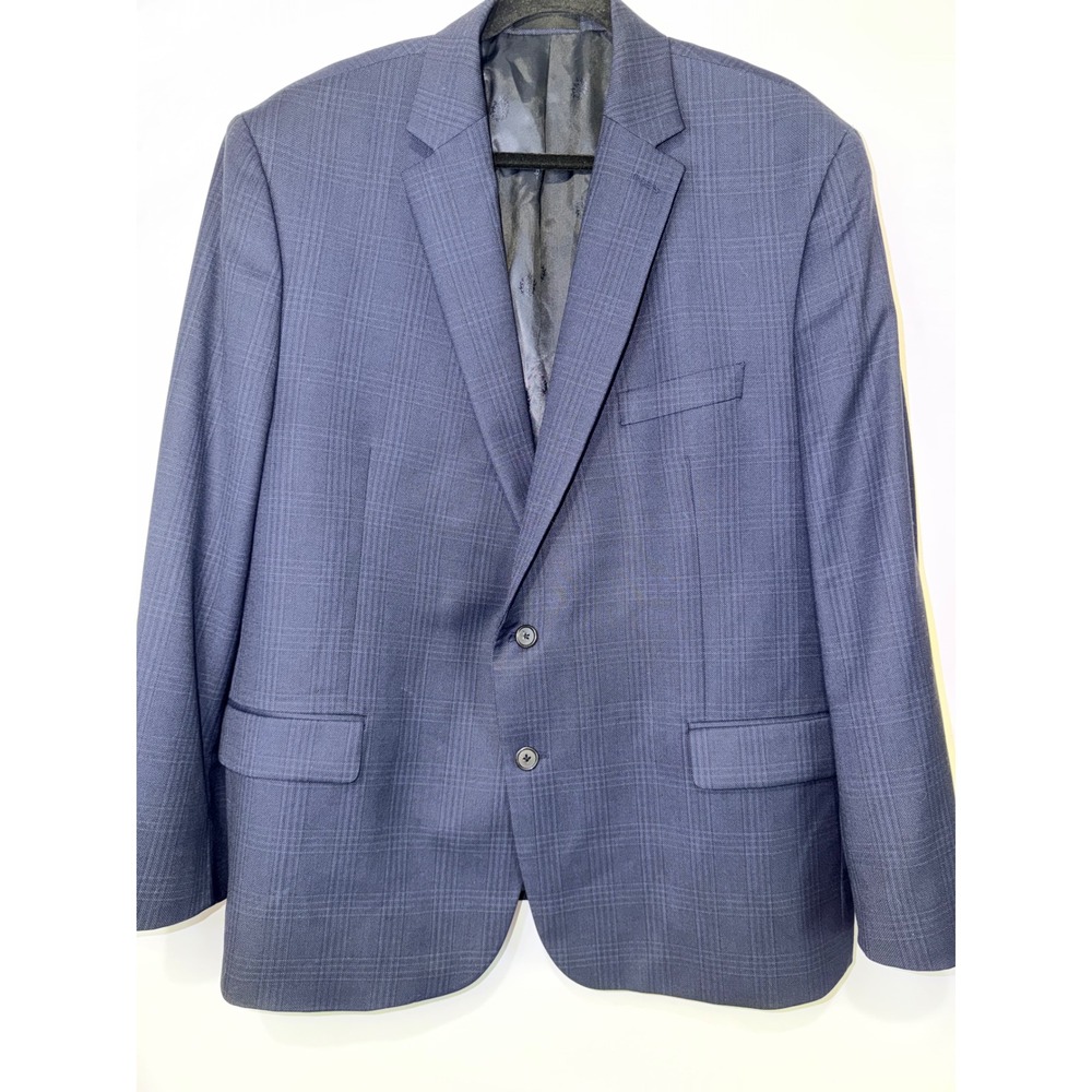 Lauren Ralph Lauren Mens 48R Blue Plaid Wool Blend Stretch Blazer Sport Coat